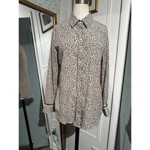 Rochelle Behrens Womens Small The Shirt Button Up Novelty Leopard Animal Print